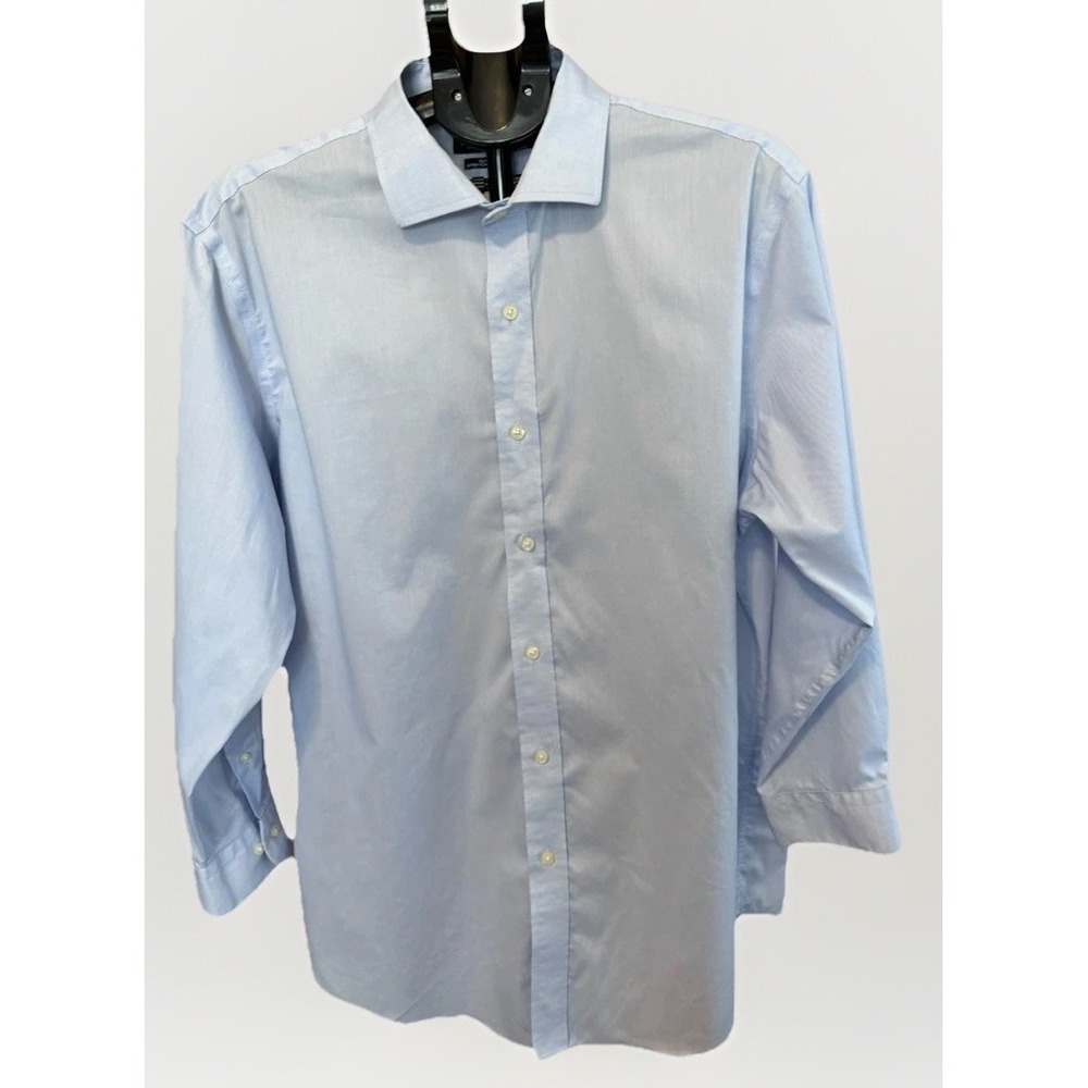 Blue Lauren Ralph Lauren Black Label Shirt 17.5 32/33 L/S Stretch Slim Fit Blue